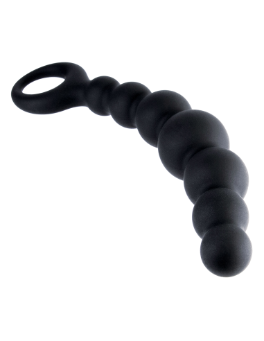 NMC 7 INCH RIBBED SILICONE ANAL BEADS BLACK